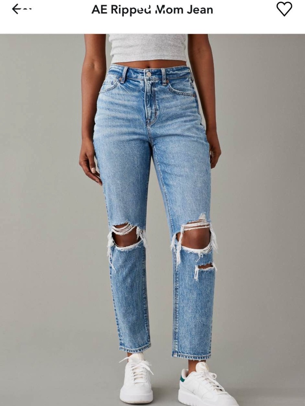 American Eagle Outfitters light blue ripped straight-leg jeans